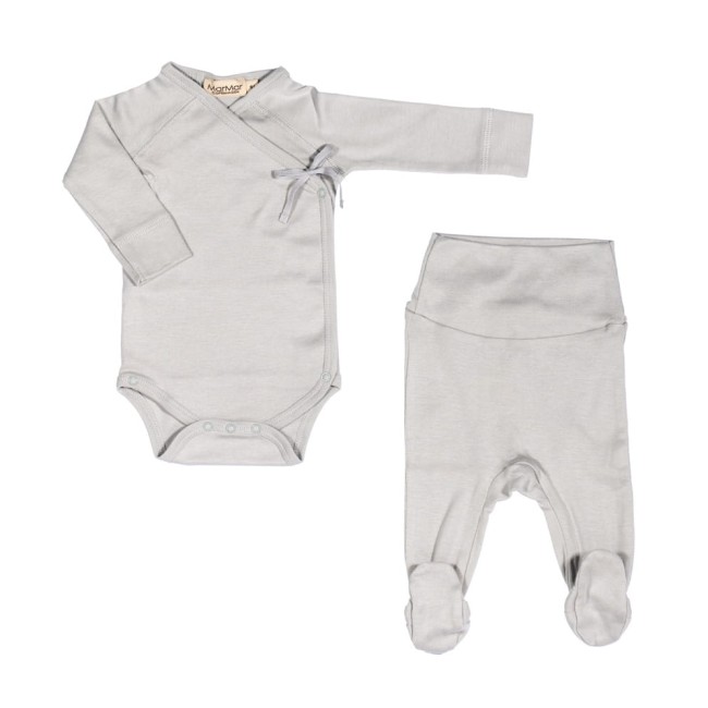Legginsy i body kopertowe w kolorze delikatnego błękitu (Pale Blue) z zestawu prezentowego dla noworodka w rozmiarze 56