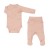 Legginsy i body kopertowe w kolorze subtelnego różu (Rose) z zestawu prezentowego dla noworodka w rozmiarze 56