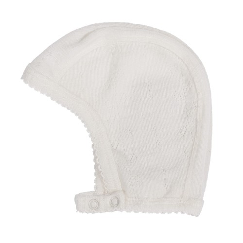 Czapeczka niemowlęca 100% wełna Merino Natural - strona lewa