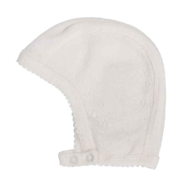 Czapeczka niemowlęca 100% wełna Merino Natural - strona lewa