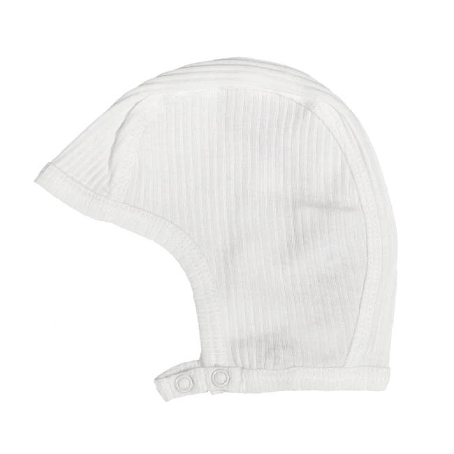 Miękka, bawełniana czapeczka dla noworodka Gentle white - strona lewa