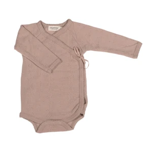 Body kopertowe z długim rękawem 100% wełna Merino Burnt Rose
