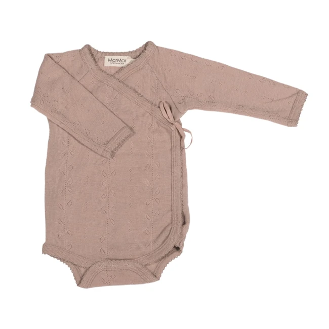 Body kopertowe z długim rękawem 100% wełna Merino Burnt rose