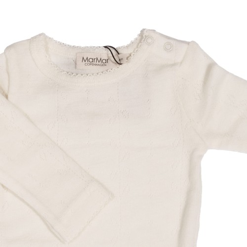 Zbliżenie na body z długim rękawem 100% wełna Merino Natural
