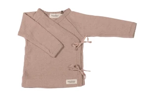Kaftanik kopertowy z długim rękawem 100% wełna Merino Burnt Rose